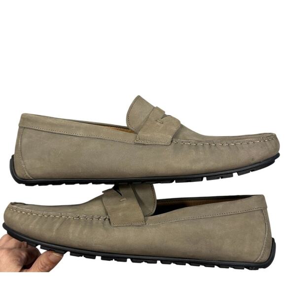 Flag Ltd. Men’s Nappa Glove Leather Penny Loafer Drivers Taupe Grey Size 11.5M main image 8
